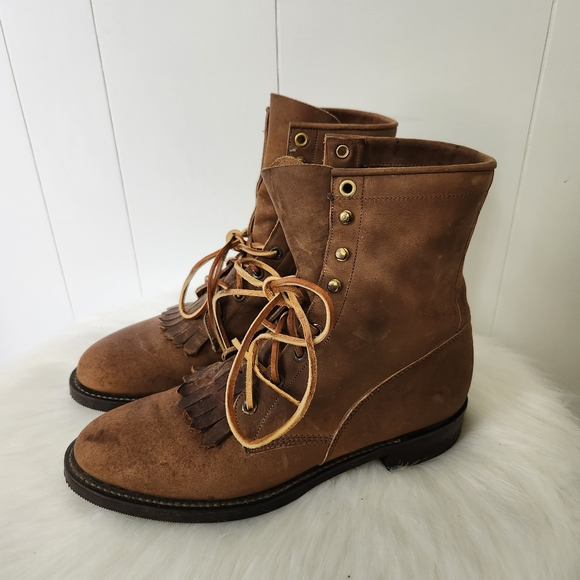60's/70's Brown Printed Crocodile Leather Toe Boots by Justin main image 0